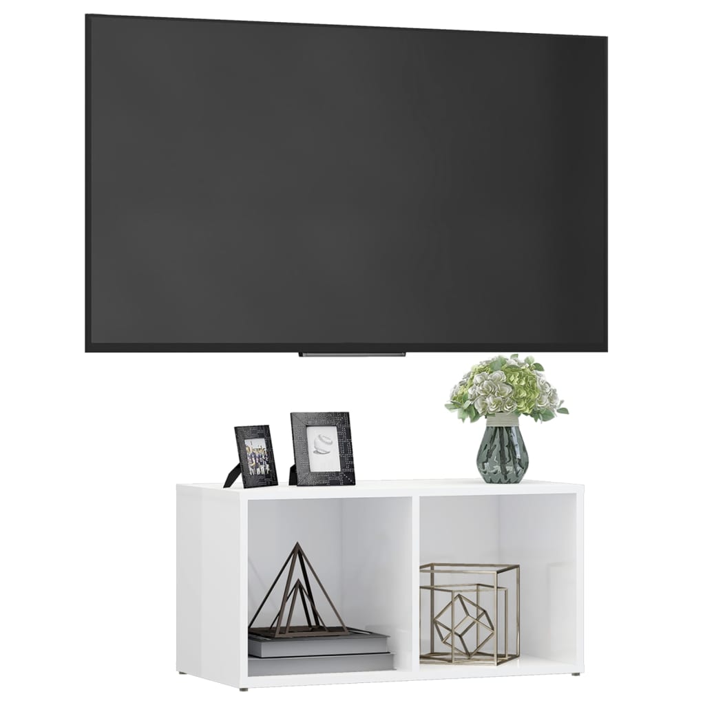 Tv-meubel 72x35x36,5 cm bewerkt hout hoogglans wit