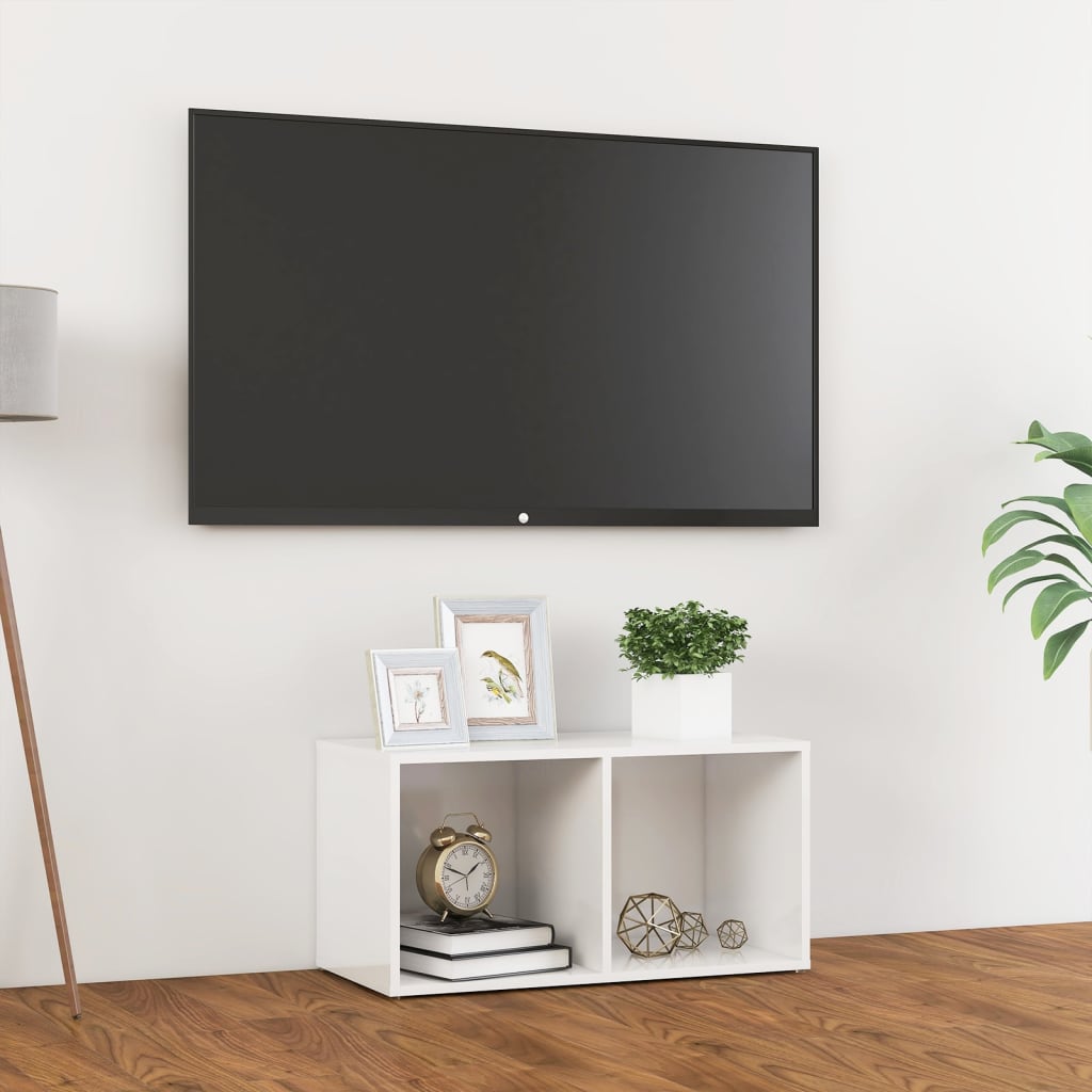 Tv-meubel 72x35x36,5 cm bewerkt hout hoogglans wit