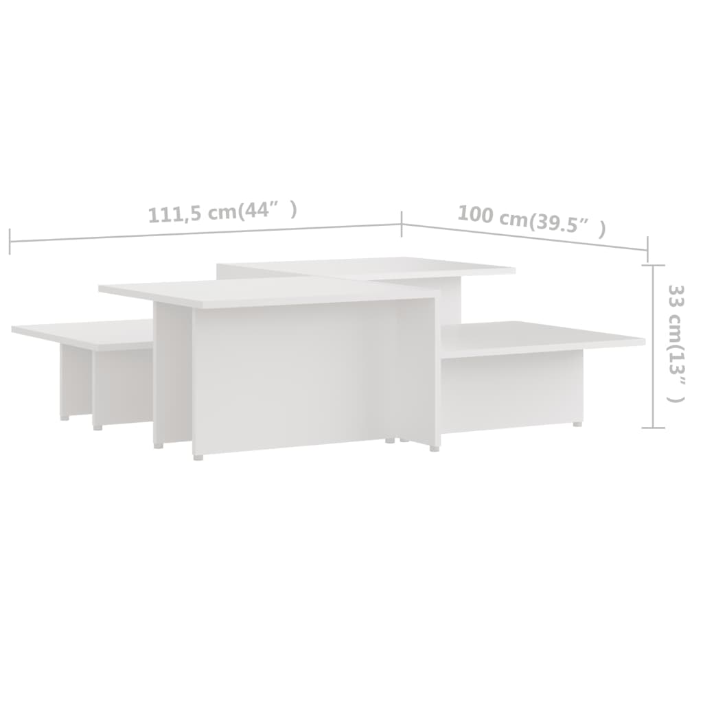 Salontafels 2 St 111,5X50X33 Cm Bewerkt Hout Wit