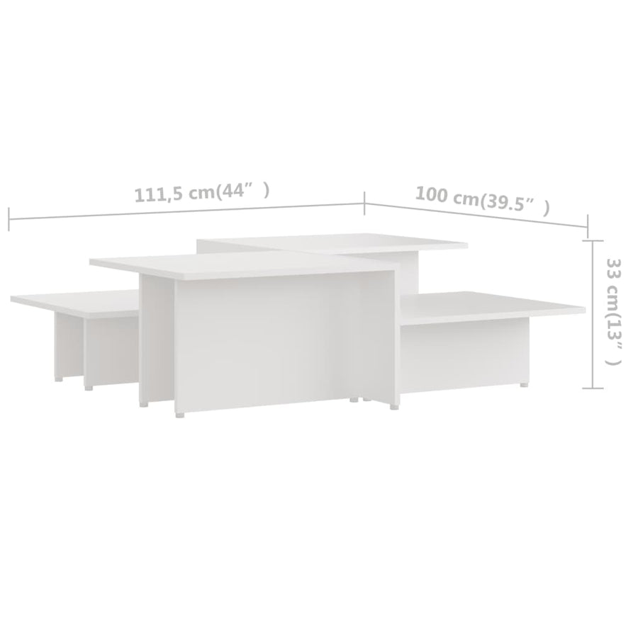 Salontafels 2 St 111,5X50X33 Cm Bewerkt Hout Wit