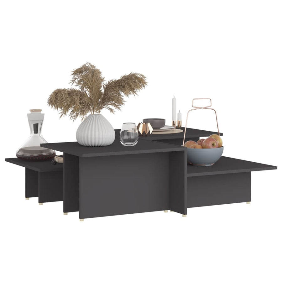 Salontafels 2 St 111,5X50X33 Cm Bewerkt Hout Grijs
