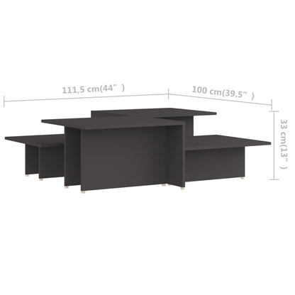 Salontafels 2 St 111,5X50X33 Cm Bewerkt Hout Grijs