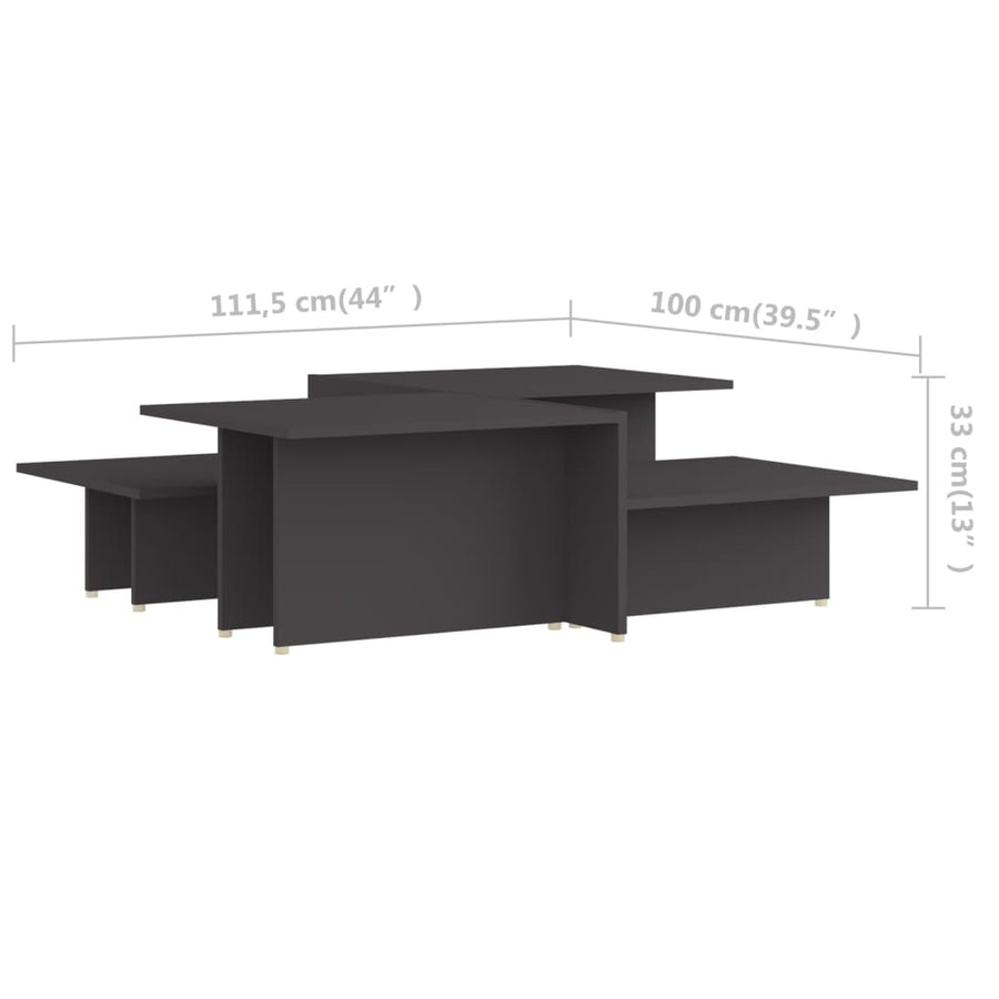Salontafels 2 St 111,5X50X33 Cm Bewerkt Hout Grijs