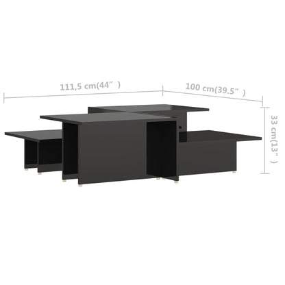 Salontafels 2 St 111,5X50X33 Cm Bewerkt Hout Hoogglans Zwart