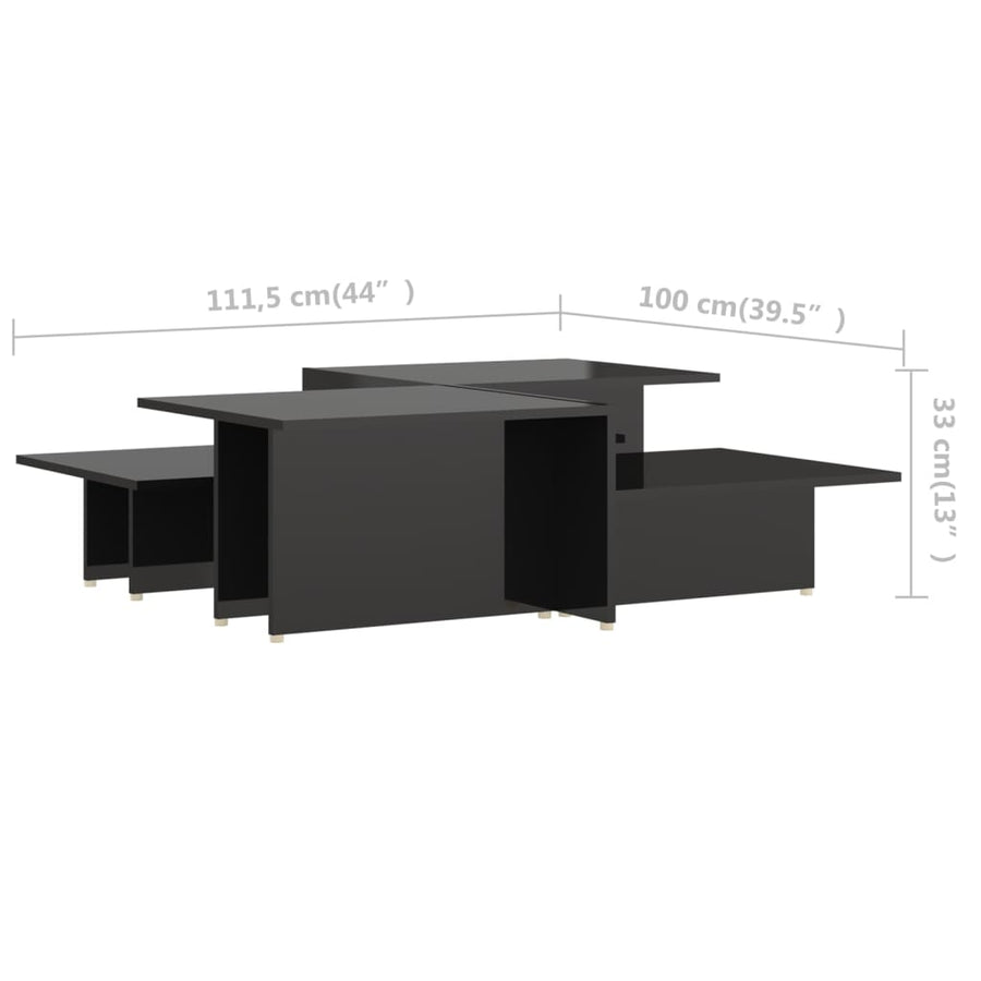 Salontafels 2 St 111,5X50X33 Cm Bewerkt Hout Hoogglans Zwart