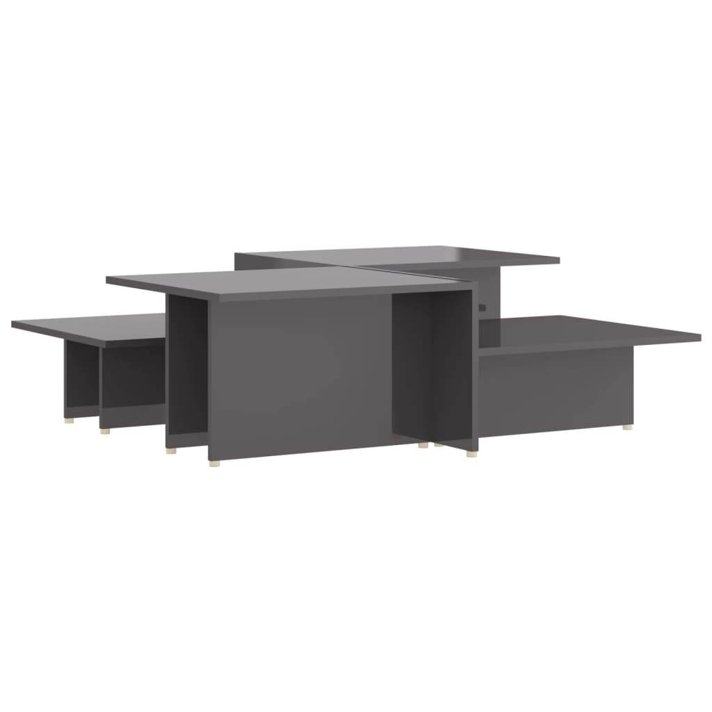 Salontafels 2 St 111,5X50X33 Cm Bewerkt Hout Hoogglans Grijs