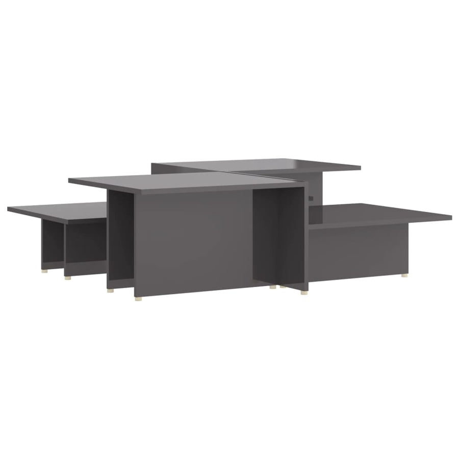 Salontafels 2 St 111,5X50X33 Cm Bewerkt Hout Hoogglans Grijs