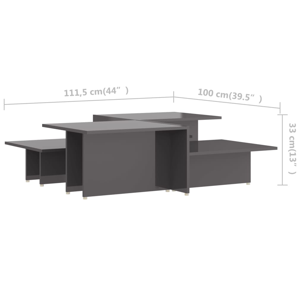 Salontafels 2 St 111,5X50X33 Cm Bewerkt Hout Hoogglans Grijs