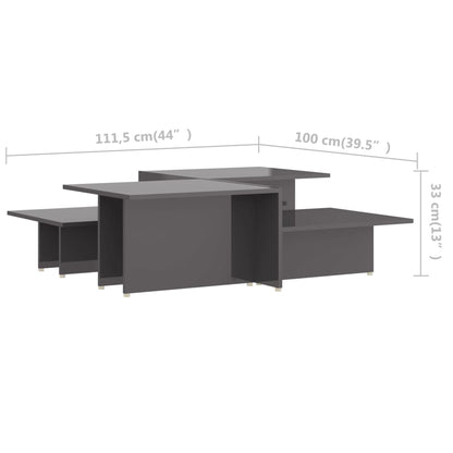 Salontafels 2 St 111,5X50X33 Cm Bewerkt Hout Hoogglans Grijs