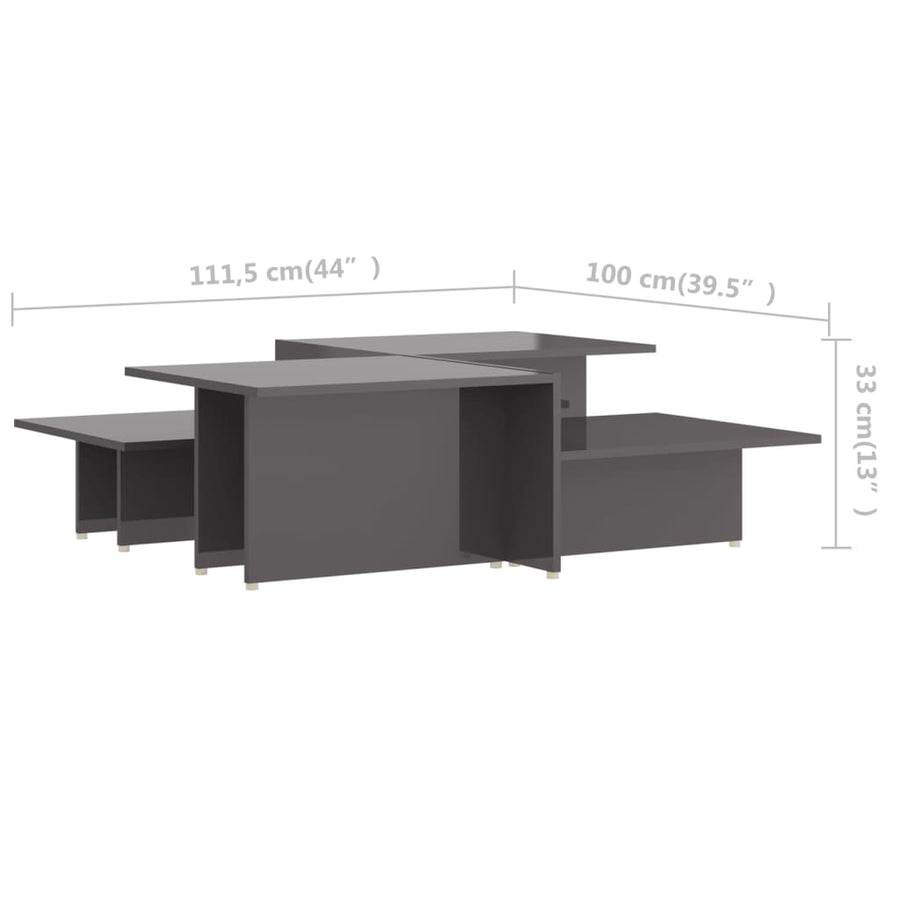 Salontafels 2 St 111,5X50X33 Cm Bewerkt Hout Hoogglans Grijs