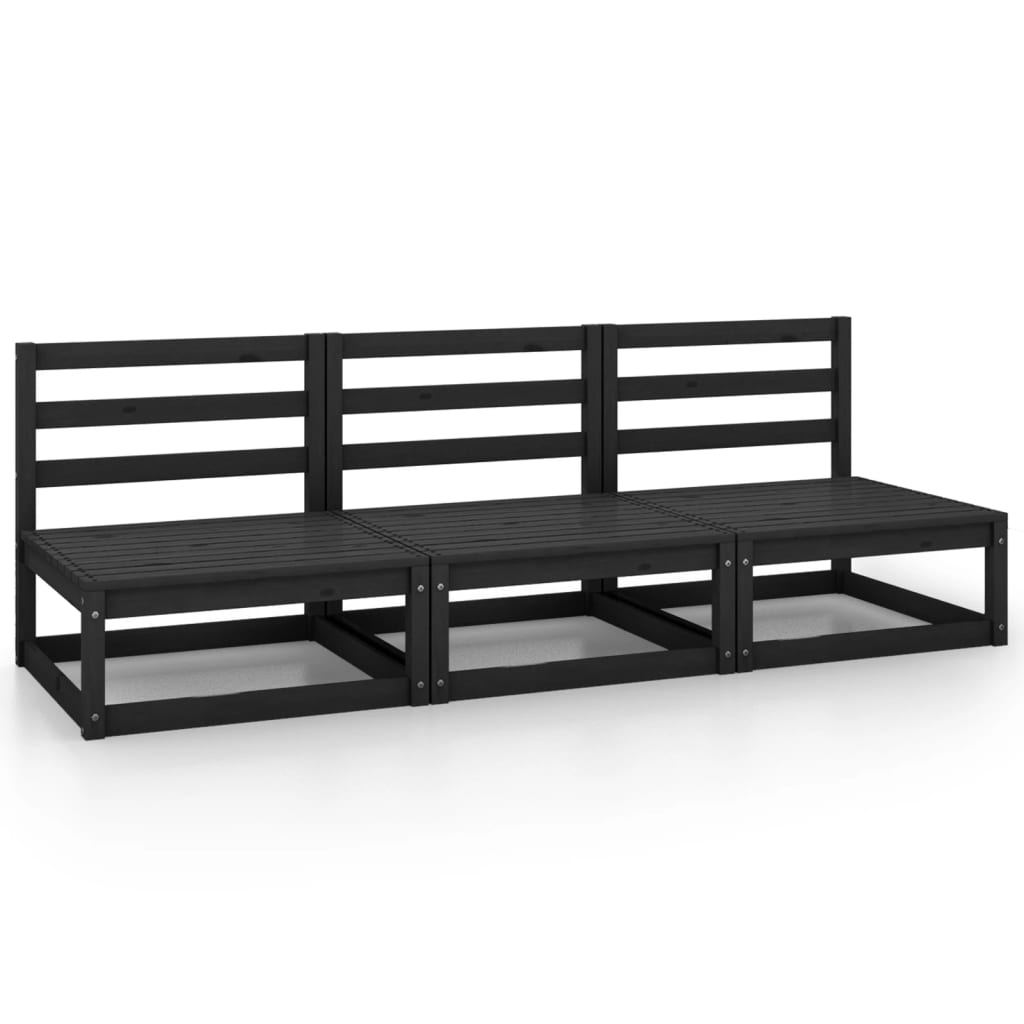 Tuinmiddenbank 3 St Massief Grenenhout Zwart Middenbank (3 st)