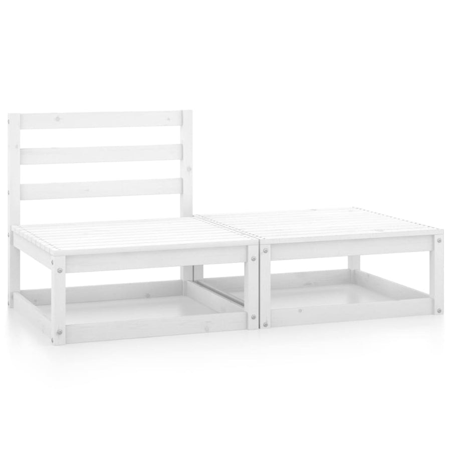 2-Delige Loungeset Massief Grenenhout Wit midden + voetensteun