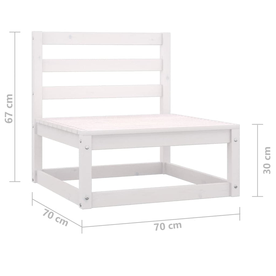2-Delige Loungeset Massief Grenenhout Wit midden + voetensteun