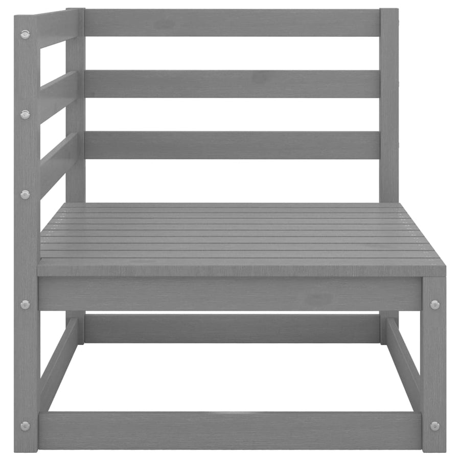 3-Delige Loungeset Massief Grenenhout Grijs hoek + 2x midden