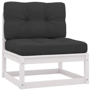 Tuinmiddenbank grenenhout wit met antraciet kussens 70x70x67 cm