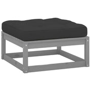 Voetenbank tuin 70x70x30 cm massief grenenhout grijs met kussen