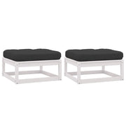 Voetenbank tuin massief grenenhout 70x70x30 cm wit
