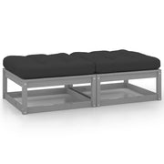Tuinvoetenbank 70x70x30 cm massief grenenhout met kussen