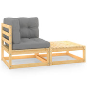 Loungeset massief grenenhout 2-delig grijs