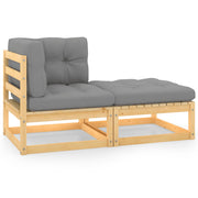2-Piece Lounge Set with Cushions Solid Pine Wood