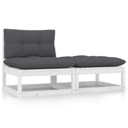 Loungeset massief grenenhout 2-delig wit