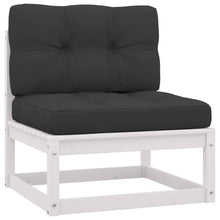 2-Delige Loungeset Met Kussens Massief Grenenhout Wit midden + voetensteun
