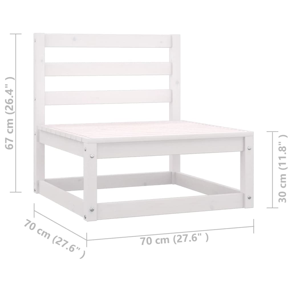 2-Delige Loungeset Met Kussens Massief Grenenhout Wit midden + voetensteun