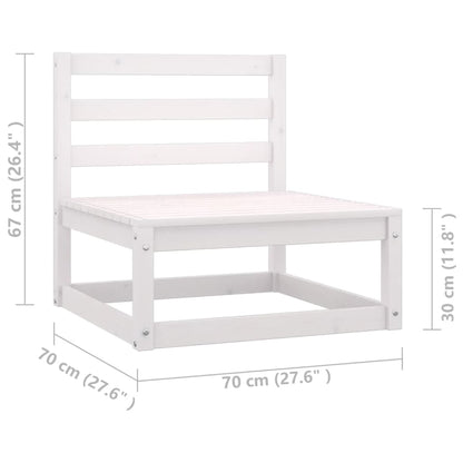 2-Delige Loungeset Met Kussens Massief Grenenhout Wit midden + voetensteun