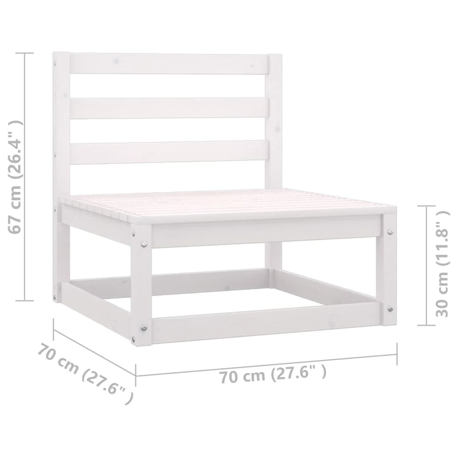 2-Delige Loungeset Met Kussens Massief Grenenhout Wit midden + voetensteun