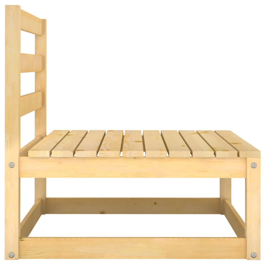 2-Delige Loungeset Met Kussens Massief Grenenhout Naturel Middenbank met middenkussen + voetenbank