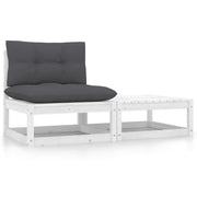 Loungeset massief grenenhout wit 2-delig