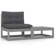 Loungeset 2-delig massief grenenhout grijs