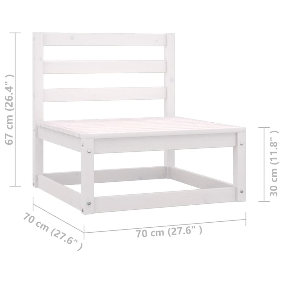 3-Delige Loungeset Met Kussens Massief Grenenhout Wit Midden + 2x voetenbank