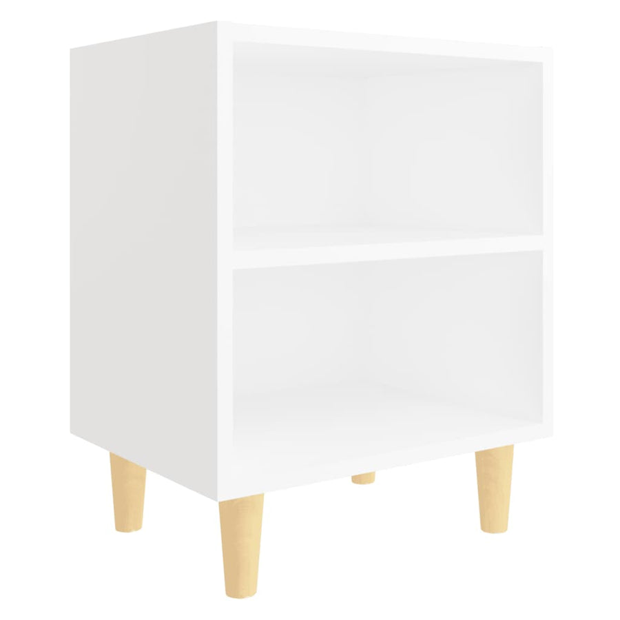 Nachtkastjes 2 st met massief houten poten 40x30x50 cm wit