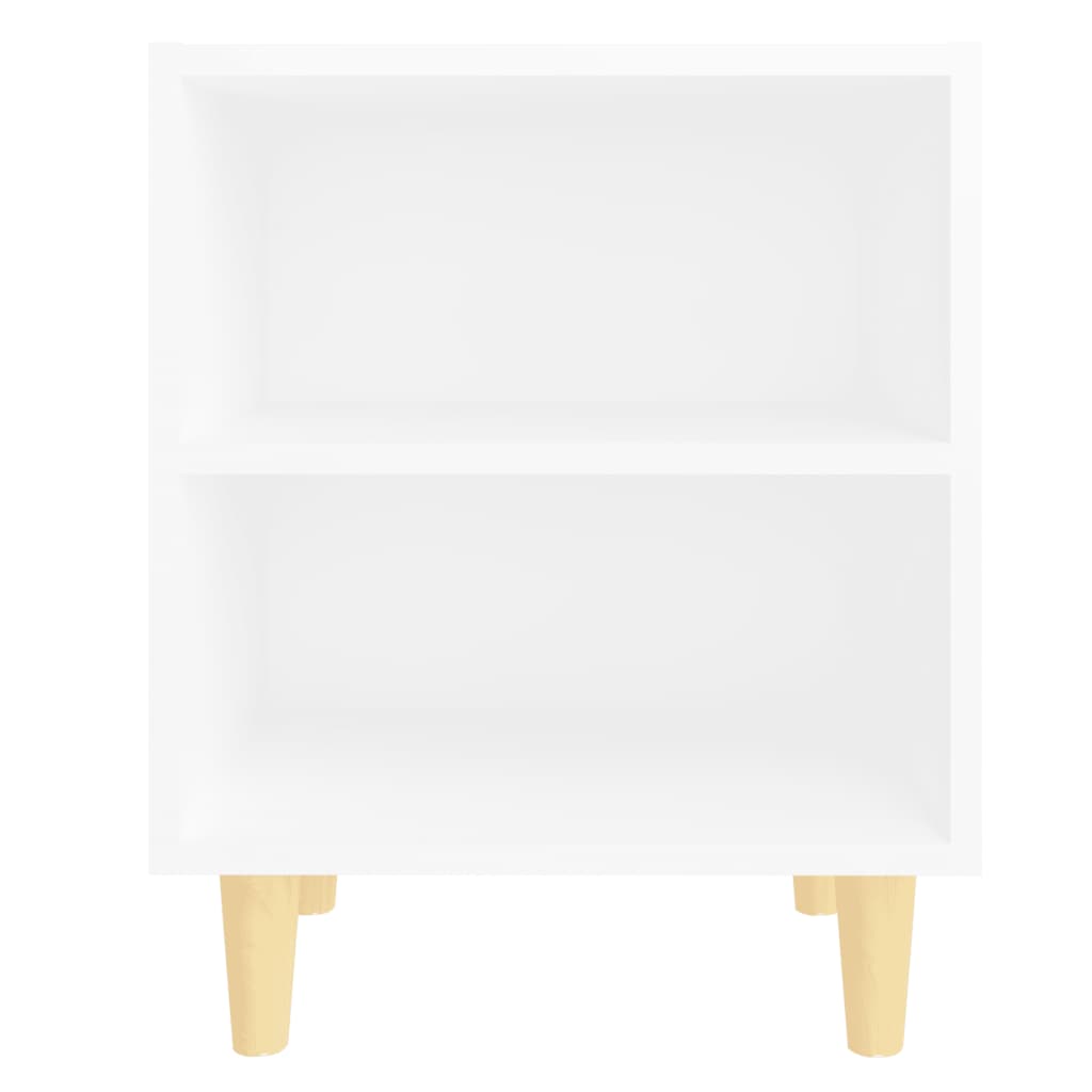 Nachtkastjes 2 st met massief houten poten 40x30x50 cm wit