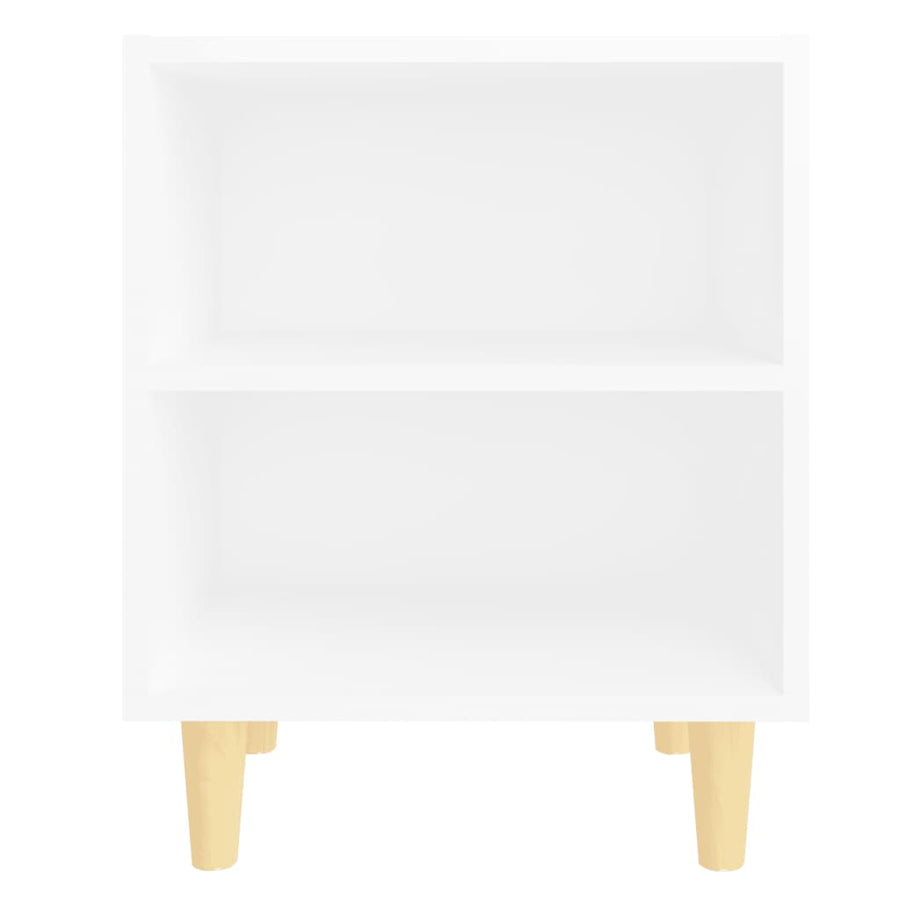 Nachtkastjes 2 st met massief houten poten 40x30x50 cm wit