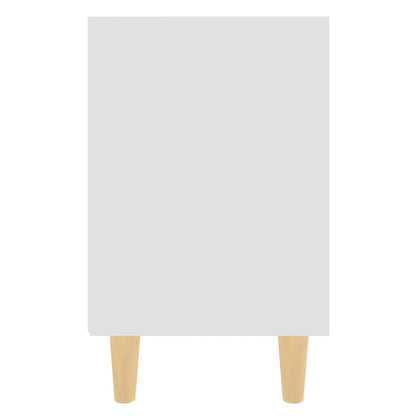 Nachtkastjes 2 st met massief houten poten 40x30x50 cm wit