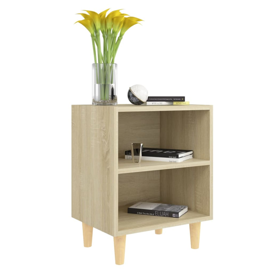 Nachtkastje Met Houten Poten 40X30X50 Cm Kleurig 1 Sonoma eiken