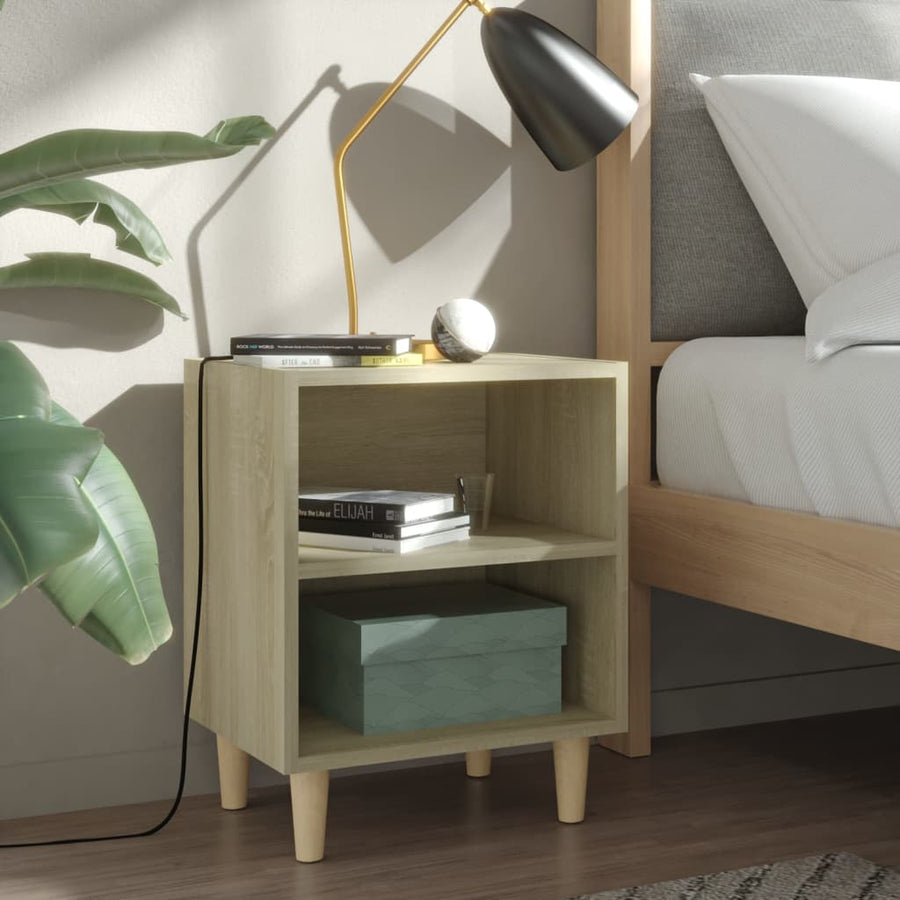 Nachtkastje Met Houten Poten 40X30X50 Cm Kleurig 1 Sonoma eiken