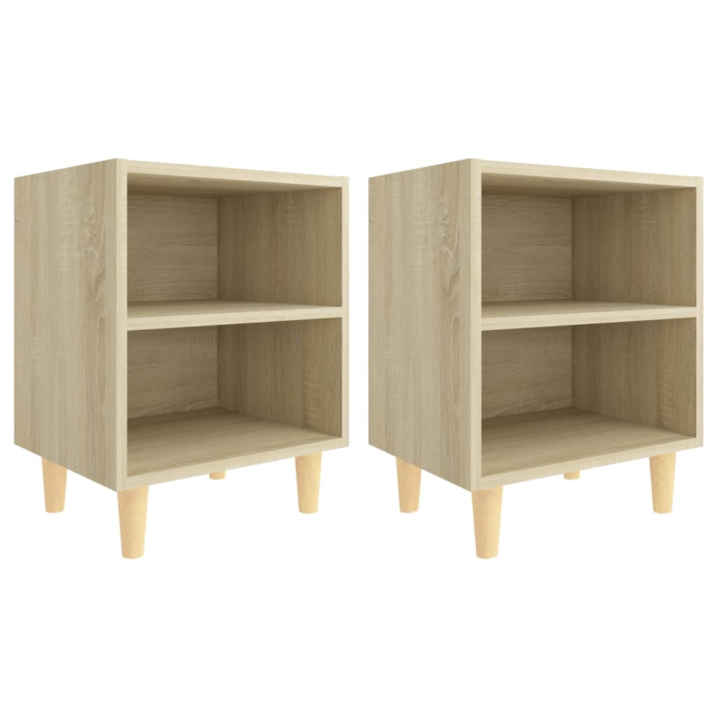 Nachtkastjes Met Houten Poten 40X30X50 Cm 2 Sonoma eiken