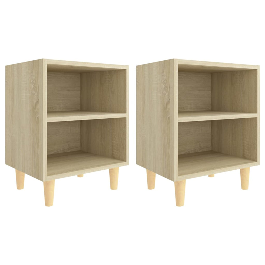Nachtkastjes Met Houten Poten 40X30X50 Cm 2 Sonoma eiken