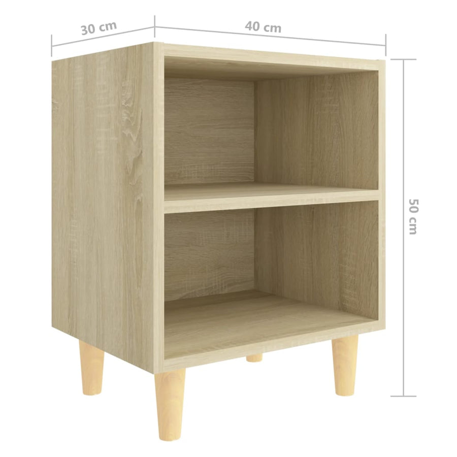 Nachtkastjes Met Houten Poten 40X30X50 Cm 2 Sonoma eiken