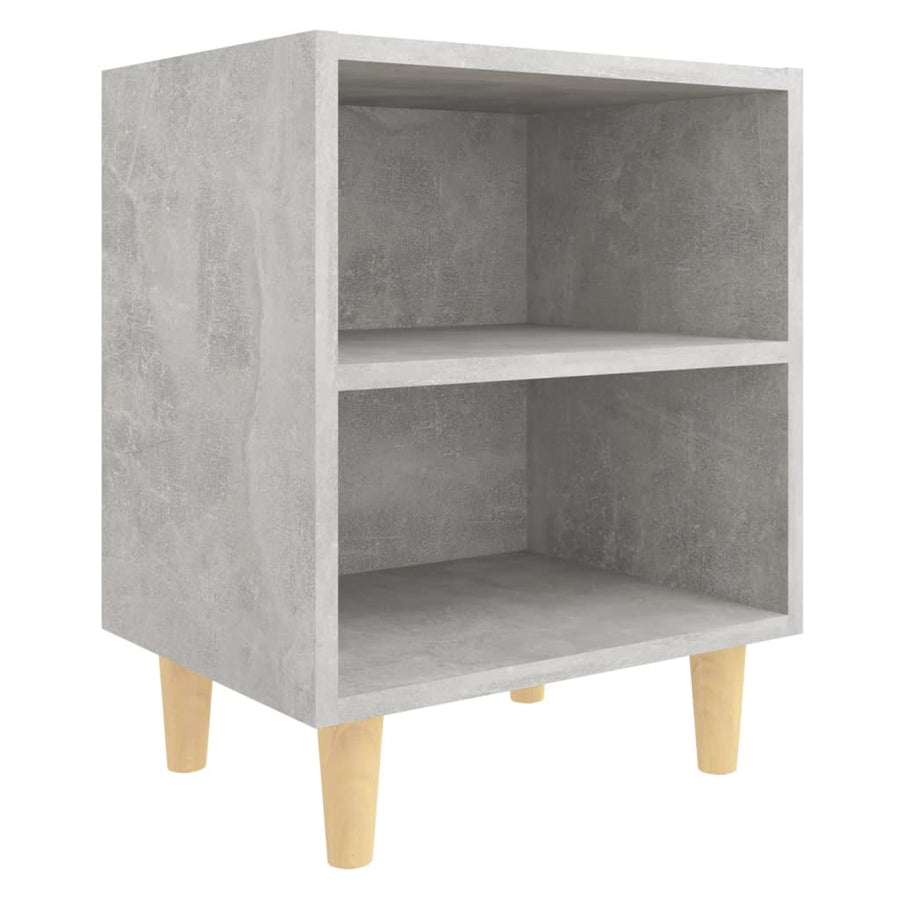 Nachtkastjes 2 st met houten poten 40x30x50 cm betongrijs