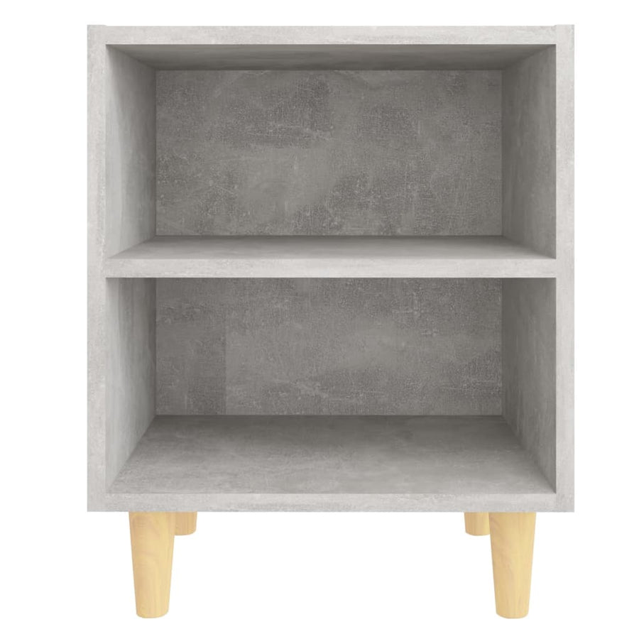 Nachtkastjes 2 st met houten poten 40x30x50 cm betongrijs
