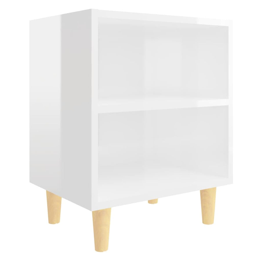 Nachtkastjes Met Houten Poten 40X30X50 Cm 2 Hoogglans wit