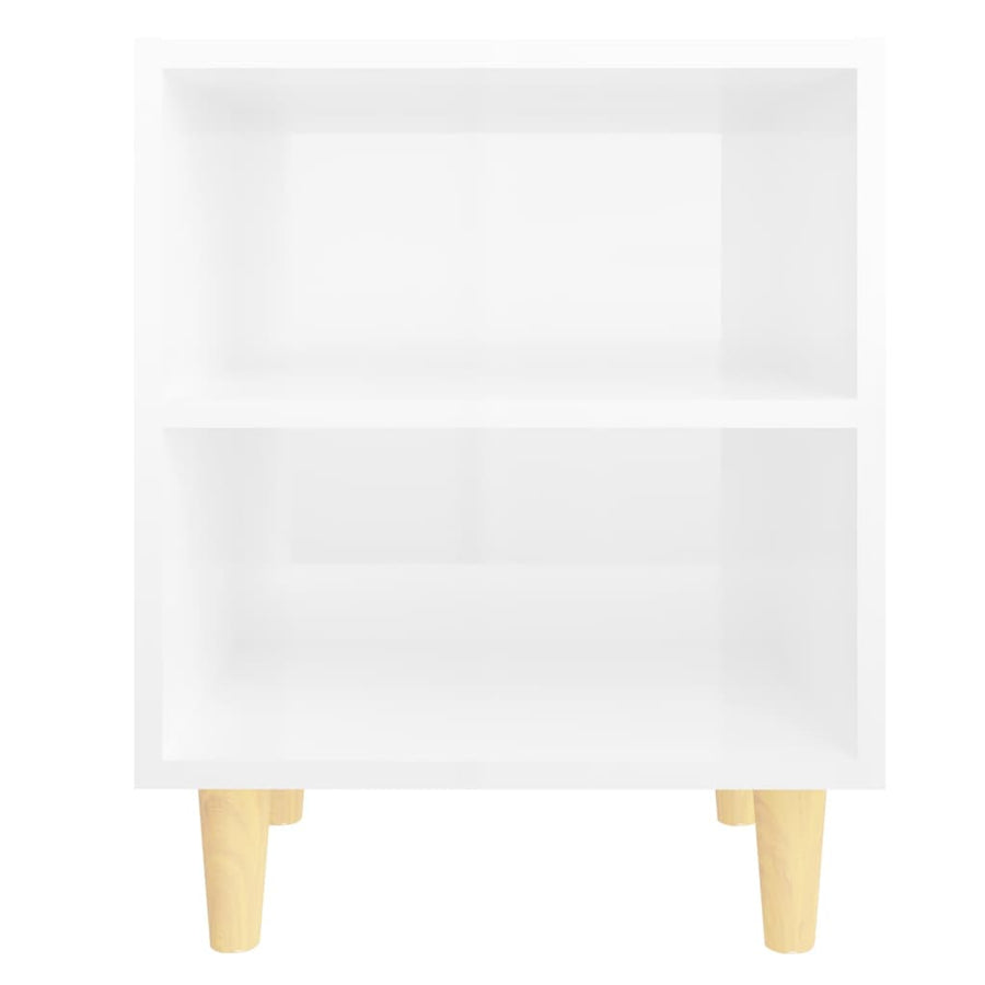 Nachtkastjes Met Houten Poten 40X30X50 Cm 2 Hoogglans wit
