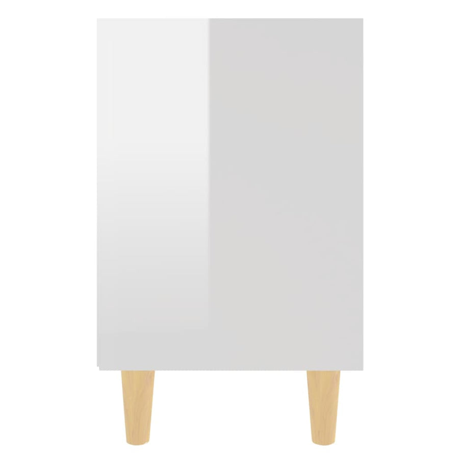 Nachtkastjes Met Houten Poten 40X30X50 Cm 2 Hoogglans wit