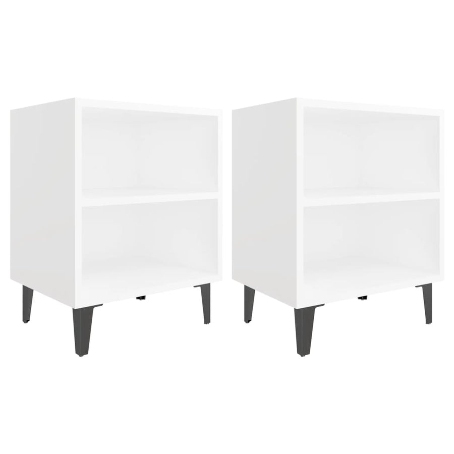 Nachtkastjes Met Metalen Poten 40X30X50 Cm 2 Wit