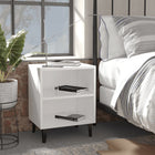 Nightstands 2 pcs with metal legs 40x30x50 cm white