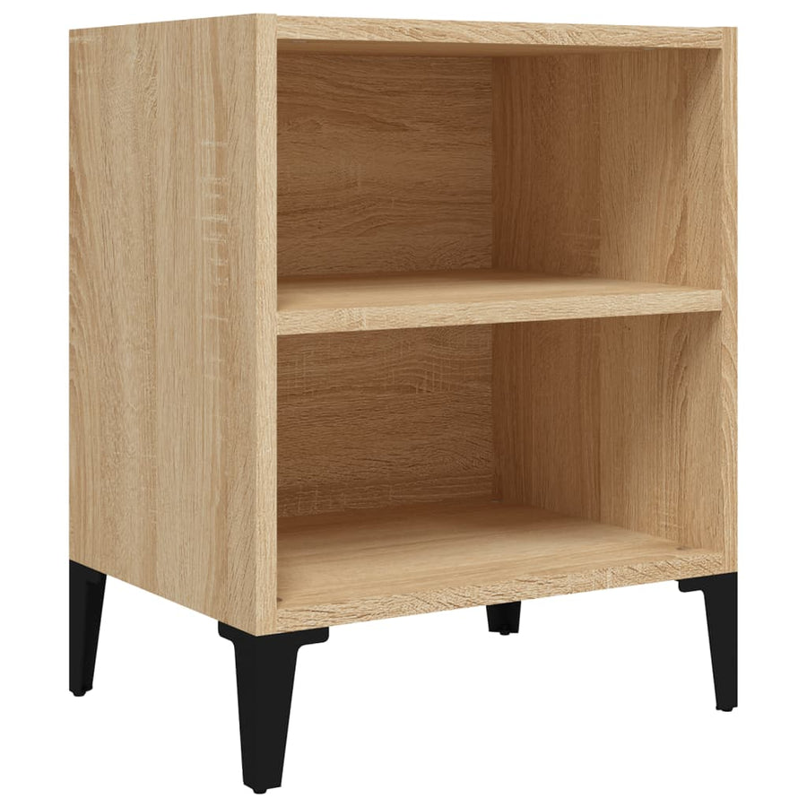 Nachtkastje Met Metalen Poten 40X30X50 Cm Sonoma Eikenkleurig 1